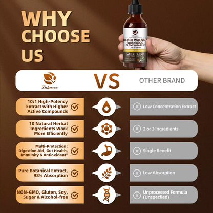 Black Walnut Wormwood Drop,Rapid Gut Cleanse & Digestive Health with Clove Garlic Turmeric 98% Absorption,Vegan Gluten-Free